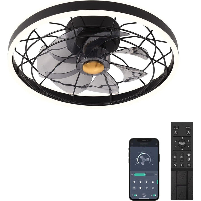 LED Ceiling Fan and Light, Modern Ceiling Fan, Black Ceiling Fan with Lights APP Remote Control, Bedroom Ceiling Fans, Living Room Ceiling Fan with Light-1-ErisView