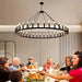 Large Black Wagon Wheel Chandelier Pendant Light with 36 Candle Lights-ErisView