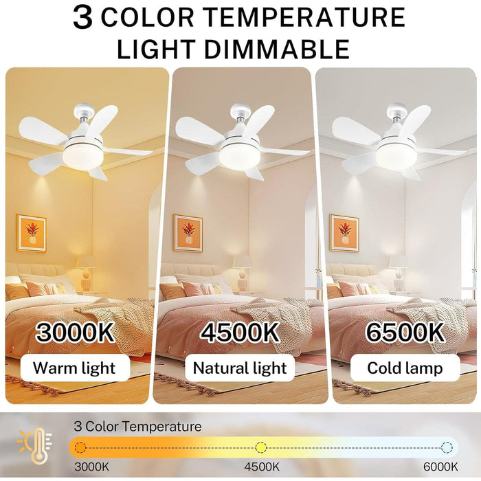 Light Socket Fan, Dimmable Remote Control Ceiling Fan and Light, Bedroom Ceiling Fans, Kitchen Living Room with Light-2-ErisView