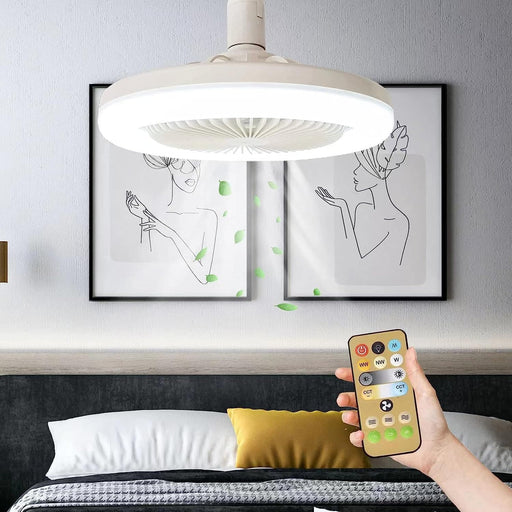 Light Socket Fan with Remote, Mini Ceiling Fan with Lights, Enclosed Ceiling Fan Light for Kids Room Garage-1-ErisView