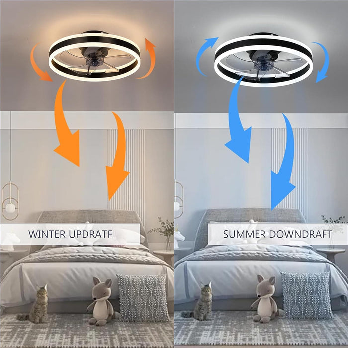 Low Ceiling Fan and Light, Fandelier Flush Mount with Light and Remotrol, Reversible LED Ceiling Fan and Light, Smart Fans for Bedroom Living Room -4-ErisView