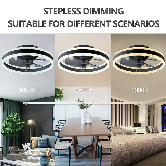 Low Noise Contemporary Ceiling Fan with LED Light Remote Control, Reversible Black Ceiling Fan for Living Room Bedroom Study Restaurant-ErisView