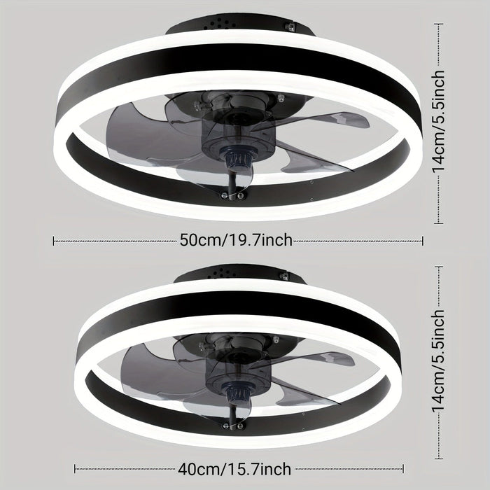 Low Noise Contemporary Ceiling Fan with LED Light Remote Control, Reversible Black Ceiling Fan for Living Room Bedroom Study Restaurant-ErisView