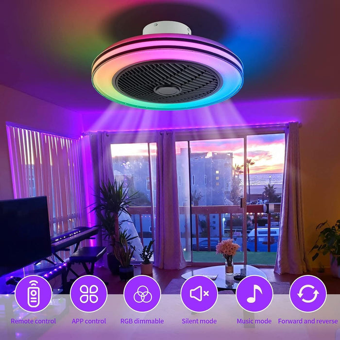 Low Profile Ceiling Fan and Light, Bluetooth Ceiling Fan, Flush Mount Black Modern Ceiling Fan with Remote for Kids Room Bedroom-2-ErisView