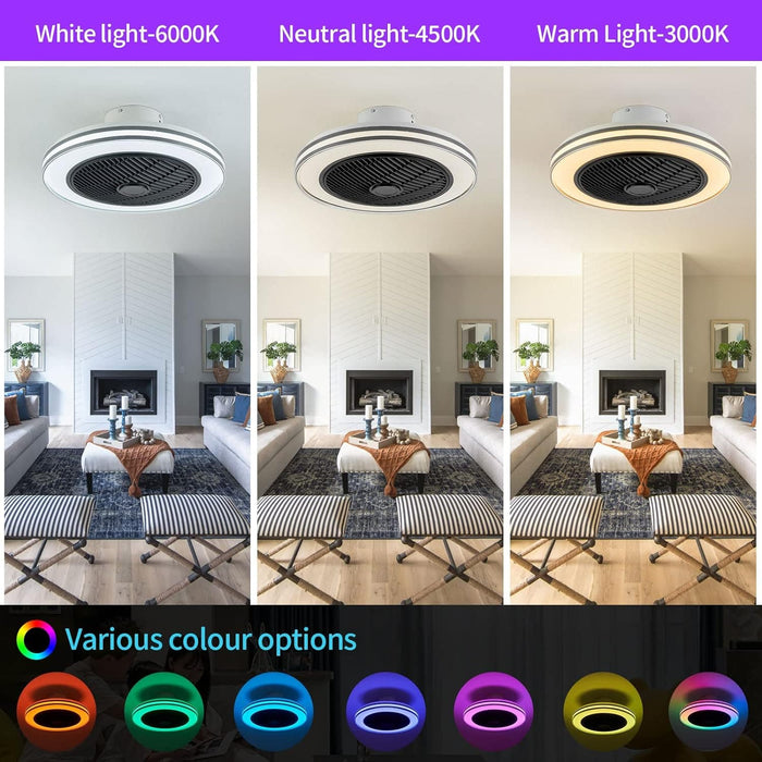 Low Profile Ceiling Fan and Light, Bluetooth Ceiling Fan, Flush Mount Black Modern Ceiling Fan with Remote for Kids Room Bedroom-3-ErisView