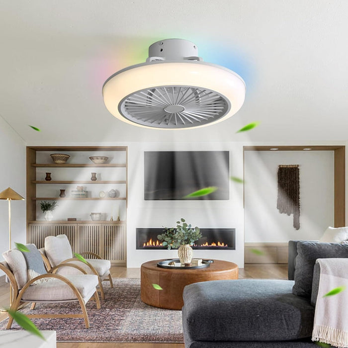 Low Profile Ceiling Fan with Light, Smart Bladeless Ceiling Fan with Alexa Google Assistant APP Control, RGB Ambient Light Bedroom Ceiling Fans-7-ErisView