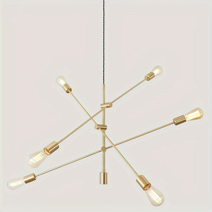 Modern 6-Light Dimmable Sputnik Linear Chandelier-ErisView