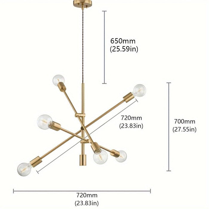 Modern 6-Light Dimmable Sputnik Linear Chandelier-ErisView