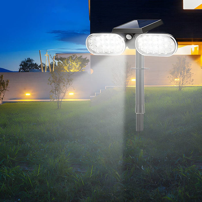 Modern Black Solar LED Spot Light with Motion Sensor, 32 High-Brightness LEDs, Adjustable Heads, 180° Rotation, Up to 12 Hours Lighting-ErisView-2