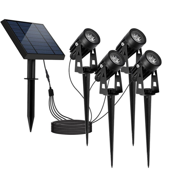 Modern Black Solar Spotlights with 100-200 Lumens LED, Durable Cast Aluminum, ABS, and PC, Adjustable Angle, Wall-Mounted or Ground-Plug Installation-ErisView-8