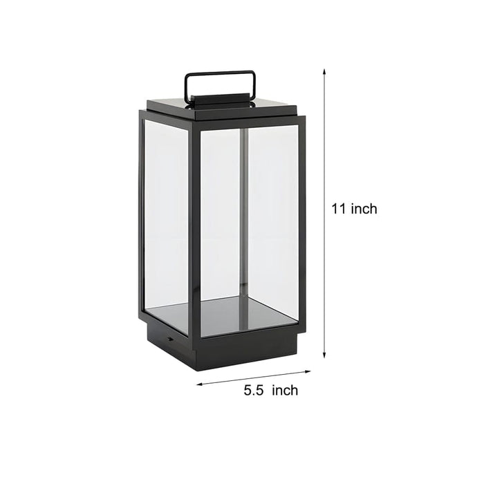 Modern Black Stainless Steel Lanterns with Clear Glass Shades and Built-In LED for Elegant Outdoor Lighting, Portable with Sturdy Handle-ErisView-5