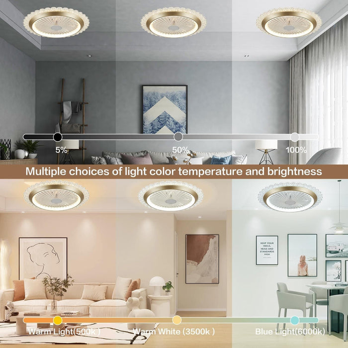 Modern Ceiling Fan with Light, Flush Mount Low Profile with Remote Control, Wheel Ceiling Fan for Bedroom Kitchen-4-ErisView