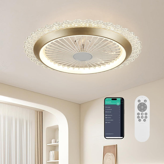 Modern Ceiling Fan with Light, Flush Mount Low Profile with Remote Control, Wheel Ceiling Fan for Bedroom Kitchen-1-ErisView