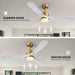 Modern Ceiling Fan with Light, Gold White Dimmable LED Ceiling Fan with Remote Control-3-ErisView