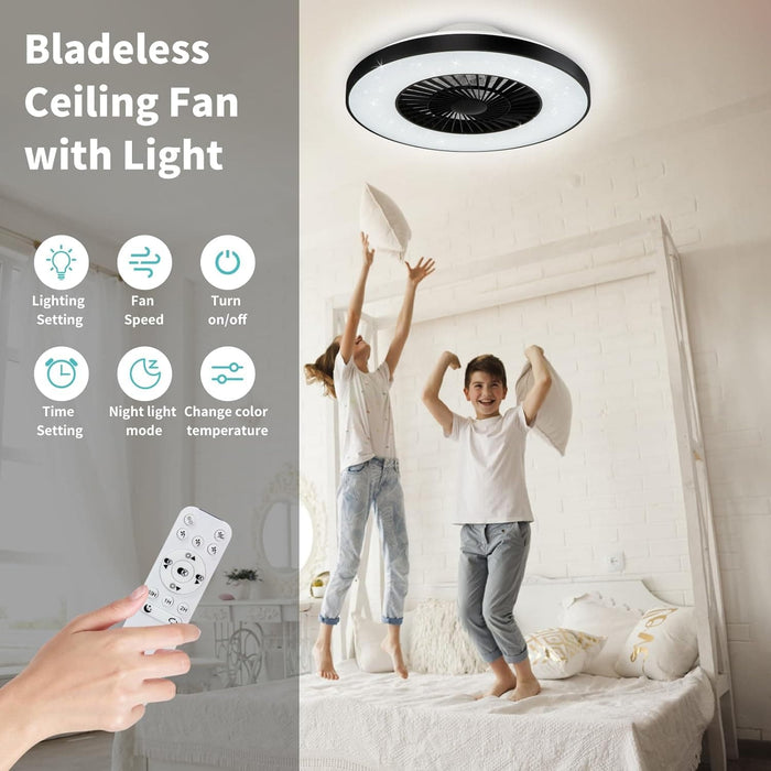 Modern Ceiling Fan with Lights and Remote, Invisible Flush Mount Low Profile Ceiling Fan, Reversible Ceiling Fan Winter Summer-6-ErisView