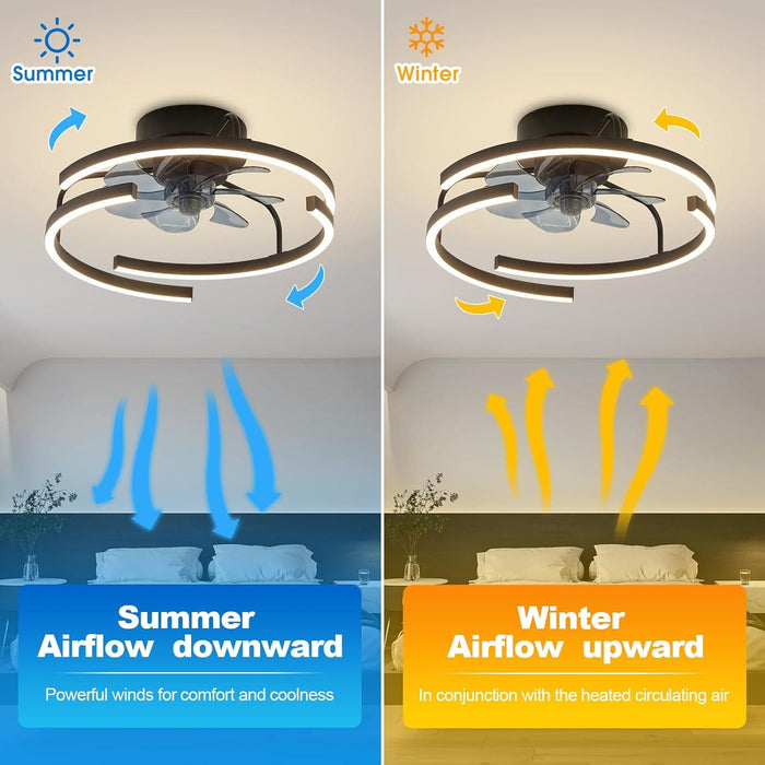 Modern Ceiling Fan with Remote Control, Low Profile Flush Mount Ceiling Fan for Bedroom Living Room Dining Room Kitchen-5-ErisView