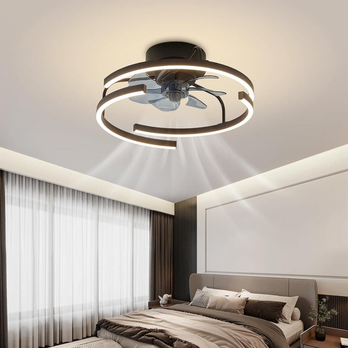 Modern Ceiling Fan with Remote Control, Low Profile Flush Mount Ceiling Fan for Bedroom Living Room Dining Room Kitchen-6-ErisView