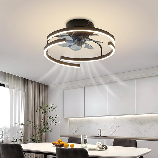 Modern Ceiling Fan with Remote Control, Low Profile Flush Mount Ceiling Fan for Bedroom Living Room Dining Room Kitchen-8-ErisView