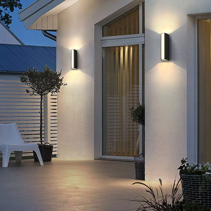 Modern Chic Outdoor Wall Lamp with Up and Down Lighting, IP65 Waterproof Aluminum Structure, Ideal for Walkways, Porches, Patios, and Poolside Gardens-ErisView-13