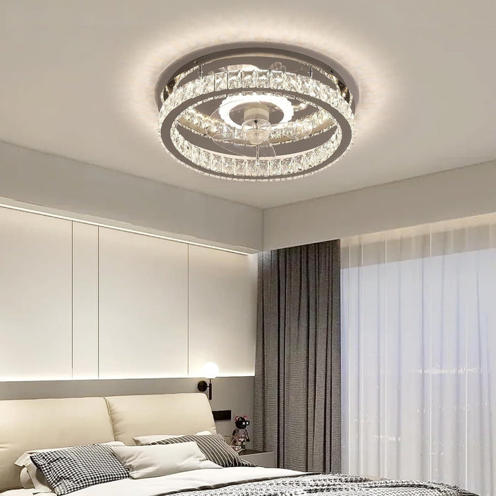 Modern Crystal Ceiling Fan with Light and Remote Control, Dimmable LED Ceiling Fan and Light, Ceiling Fan on Low Ceiling with Light-7-ErisView