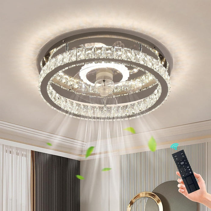 Modern Crystal Ceiling Fan with Light and Remote Control, Dimmable LED Ceiling Fan and Light, Ceiling Fan on Low Ceiling with Light-1-ErisView