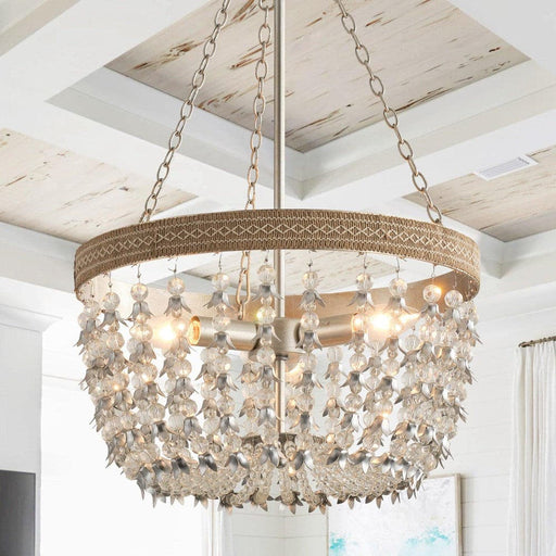 Modern Crystal Chandelier, Adjustable Hanging Gold Crystal Chandelier for Dining Room Kitchen Entryway-ErisView