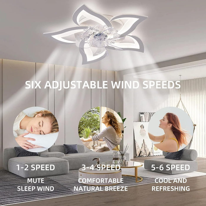 Modern Dimmable Flower Ceiling Fan with Light and Remote APP Control, Ceiling Fan for Bedroom Children's Room-4-ErisView