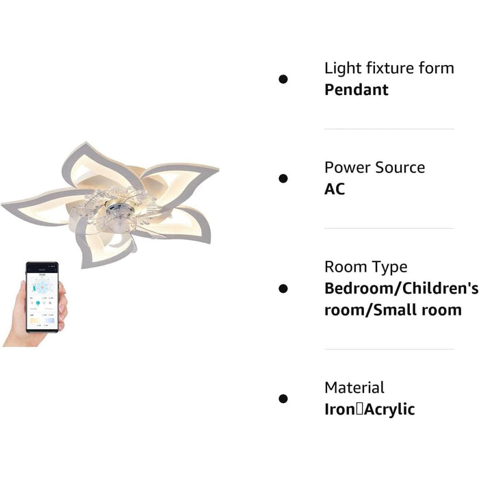 Modern Dimmable Flower Ceiling Fan with Light and Remote APP Control, Ceiling Fan for Bedroom Children's Room-8-ErisView