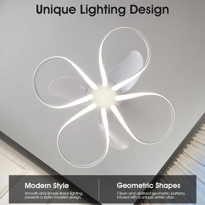 Modern Flower Ceiling Fan Light with Remote, Unique Mini Chandelier Ceiling Fan, Small Dimmable Fandelier Ceiling Fan Light with Reversible Blades-2-ErisView