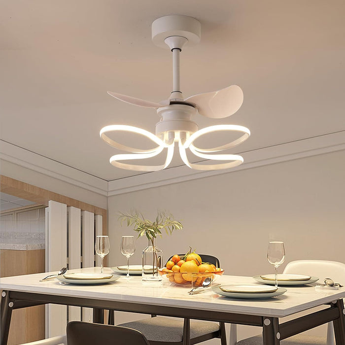 Modern Flower Ceiling Fan Light with Remote, Unique Mini Chandelier Ceiling Fan, Small Dimmable Fandelier Ceiling Fan Light with Reversible Blades-9-ErisView