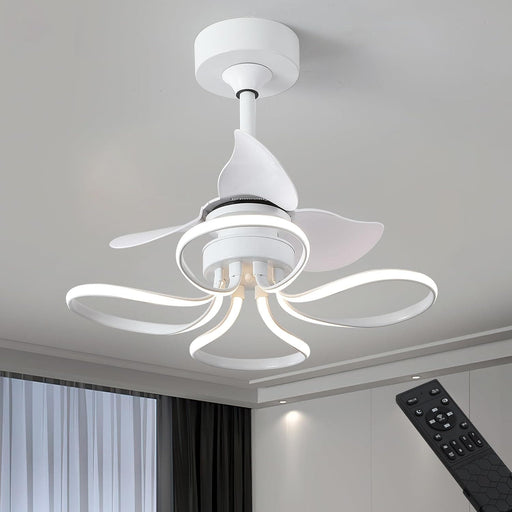 Modern Flower Ceiling Fan Light with Remote, Unique Mini Chandelier Ceiling Fan, Small Dimmable Fandelier Ceiling Fan Light with Reversible Blades-1-ErisView