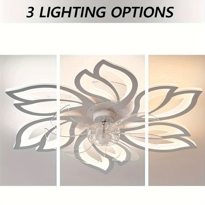 Modern Flower-Shaped Ceiling Fan with LED Light Remote Control, Smart Ceiling Fan for Living Room Bedroom Dining Room Kitchen-ErisView