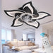 Modern Flower-Shaped Ceiling Fan with LED Light and Remote Control, Smart Dimmable Ceiling Fan for Living Room Bedroom Kitchen-Black-ErisView