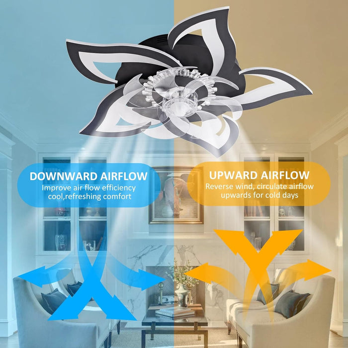 Modern Flower-Shaped Ceiling Fan with LED Light and Remote Control, Smart Dimmable Ceiling Fan for Living Room Bedroom Kitchen-ErisView