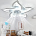 Modern Flower-Shaped Ceiling Fan with LED Light and Remote Control, Smart Dimmable Ceiling Fan for Living Room Bedroom Kitchen-White-ErisView