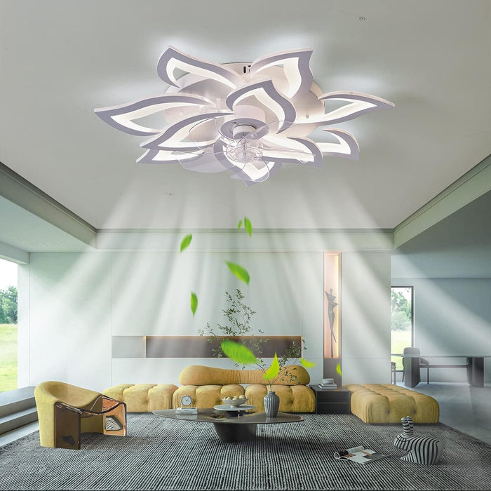 Modern Indoor Flush Mount Ceiling Fan with LED Light and Remote Control for Kids Room, Bedroom Ceiling Fans, Living Room Ceiling Fan -2-ErisView