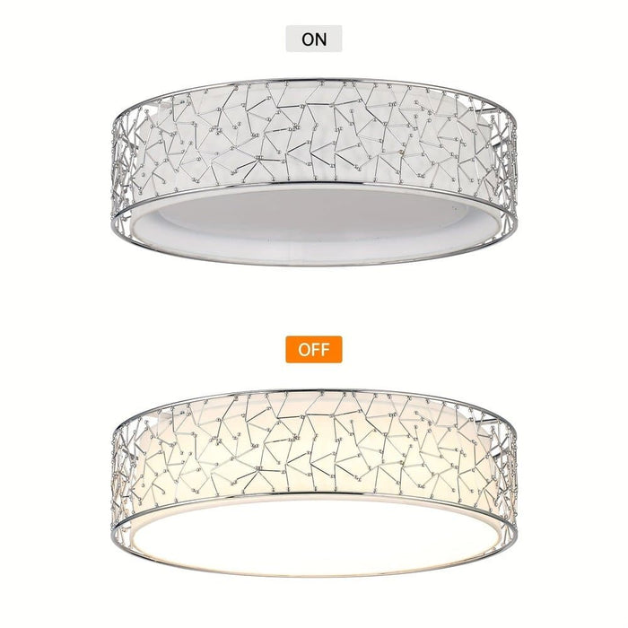 Modern LED Flush Mount Light, White Round Ceiling Light Fixture with Cage ErisView