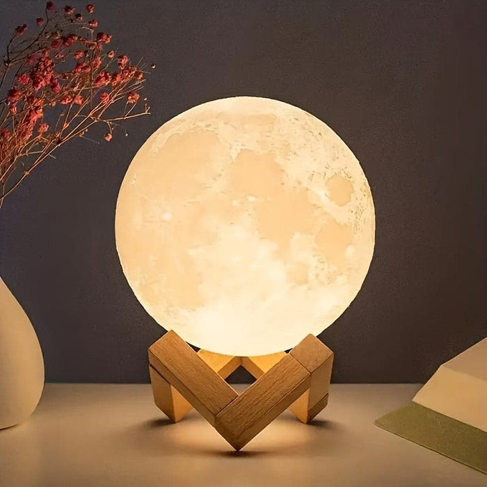 Modern LED Moon-Shaped Desk Lamp, Globe Night Light with Stand for Reading Home Decor-ErisView