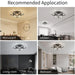 Modern Low Profile Ceiling Fan and Light, Smart Fancy Ceiling Fans, Black Flush Mount Fandelier Ceiling Fan -8-ErisView