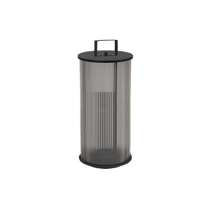 Modern Minimalist Outdoor Lantern with Ribbed Glass Frame and Stainless Steel Handle, Portable Garden and Patio Lighting Solution-ErisView-7