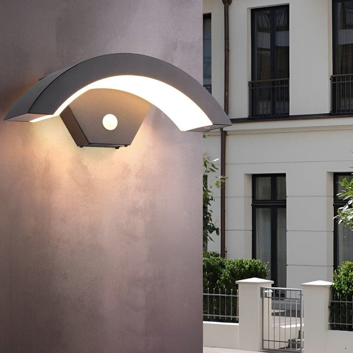 Modern Motion Sensor Outdoor Wall Light with Stylish Moon Curved Design, Durable Aluminum Build, Ideal for Patio, Garden, Balcony, and Indoor Use-ErisView-1