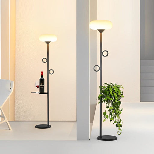 Modern Outdoor Floor Lamp with Steel Body, Acrylic Lampshade, Solar Panel, Remote Control, and Bonsai Planter Pallet for Patios and Gardens-ErisView-1