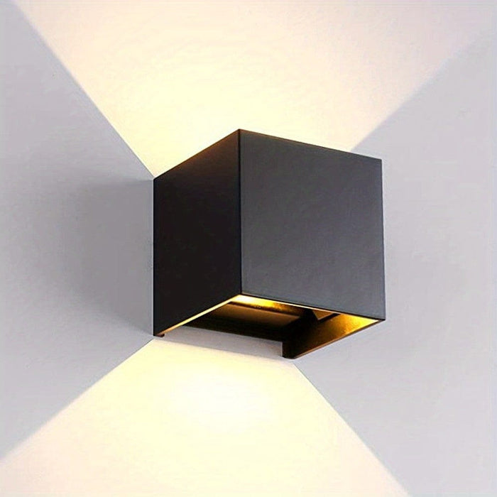 Modern Outdoor Up and Down Wall Sconce Fixture for Courtyard Stair Garden, Outdoor Exterior Square Black Wall Light for Porch Patio Pathway Passway Garage Wall-ErisView