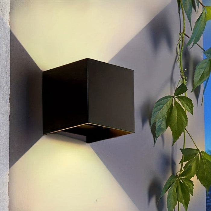 Modern Outdoor Up and Down Wall Sconce Fixture for Courtyard Stair Garden, Outdoor Exterior Square Black Wall Light for Porch Patio Pathway Passway Garage Wall-ErisView