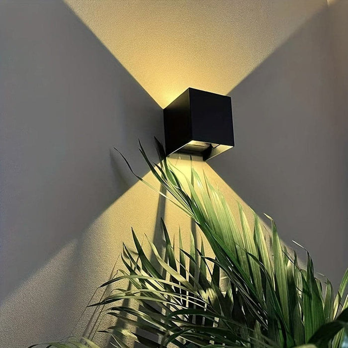 Modern Outdoor Up and Down Wall Sconce Fixture for Courtyard Stair Garden, Outdoor Exterior Square Black Wall Light for Porch Patio Pathway Passway Garage Wall-ErisView