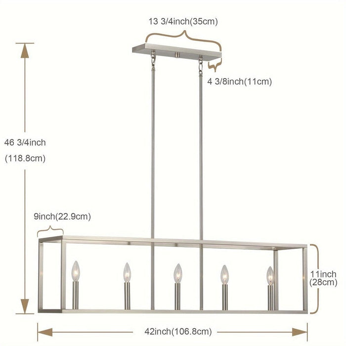 Modern Pendant Lighting for Kitchen Island, 5-Light Sliver Ceiling Light Pendant Light Fixture for Dining Room ErisView