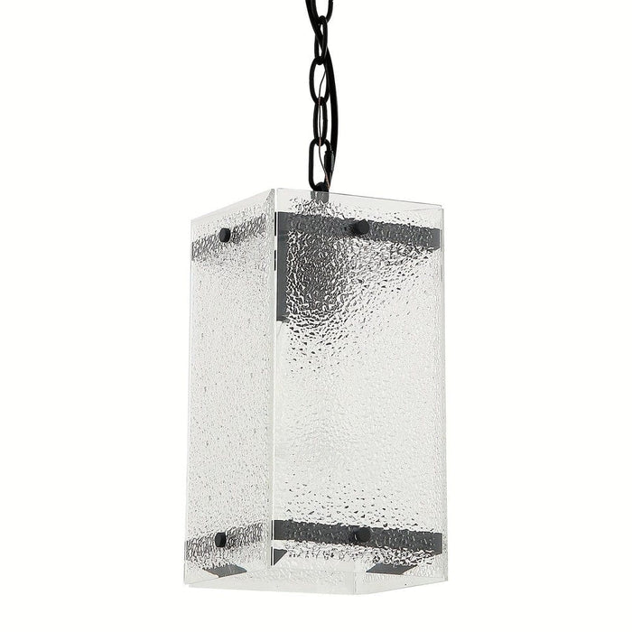 Modern Single Rectangle Pendant Light with Hammered Glass Lampshade-ErisView