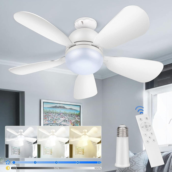 Modern Socket Fan Light, Small Ceiling Fan with Lights and Remote, Screw In Light Socket Fan-1-ErisView