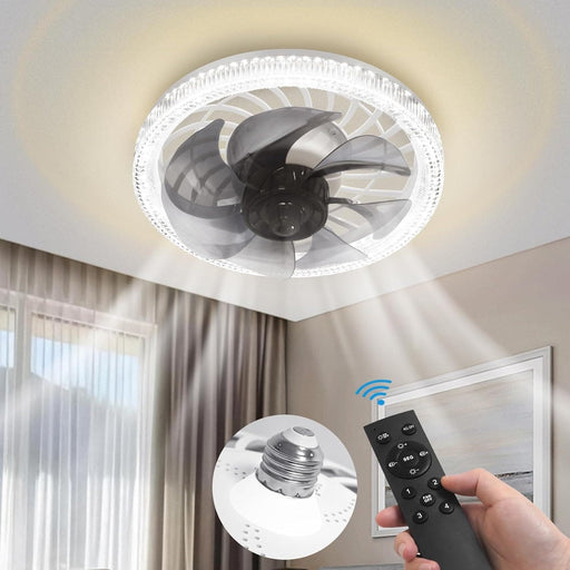 Modern Socket Fan Light with Remote, Dimmable Bedroom Ceiling Fans with Lights, Indoor Ceiling Fan for Living Room Kitchen Home-1-ErisView