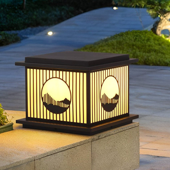 Modern Solar Outdoor Deck Post Lights, High Temperature Resistant, Waterproof, Rustproof with Imitation Marble Lampshade for Patio, Garden, and More-ErisView-1